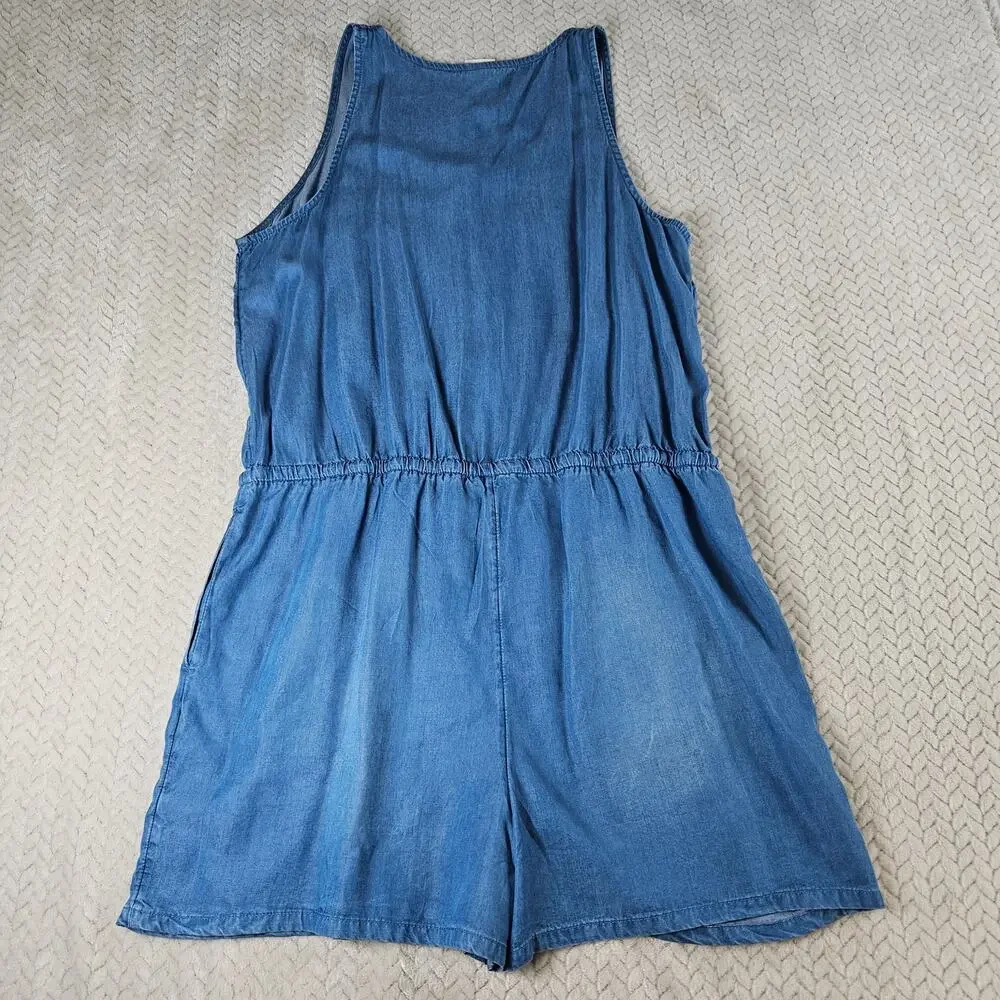 Merona Chambray Romper Womens XL Blue Casual Summer Minimalist Boho Time Capsule